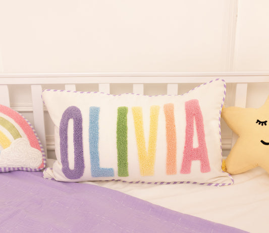 Personalized Pillow Covers with Punch Needle Embroidery- Magical Unicorns