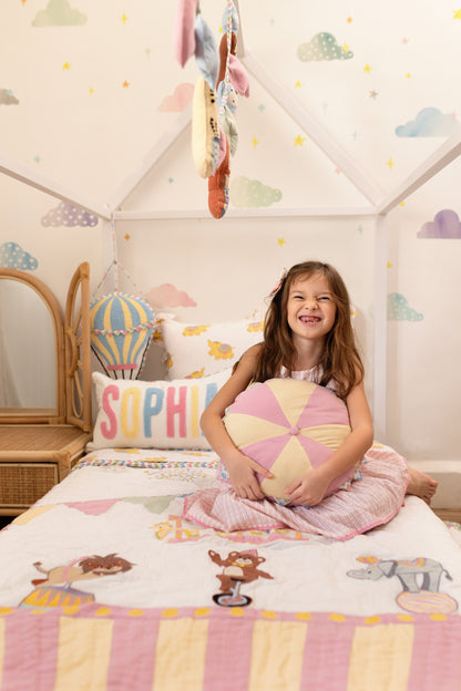 Carnival Applique Cotton Blanket for Kids with Kantha Work