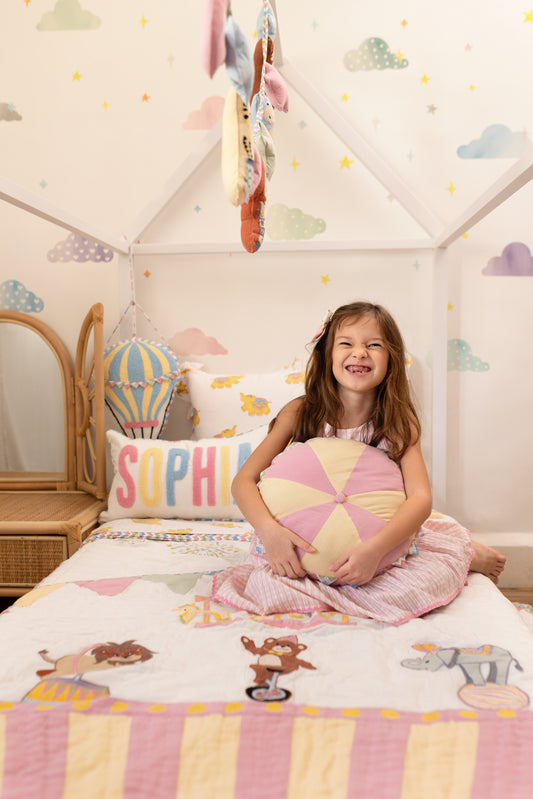 Personalized Pillow Covers with Punch Needle Embroidery- Carnival