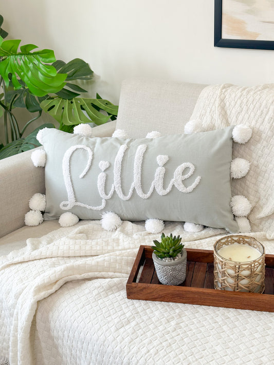 Personalized Pillow Cover, Punch Needle, 100% Cotton