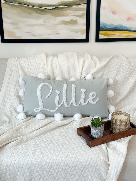 Personalized Pillow Cover, Punch Needle, 100% Cotton