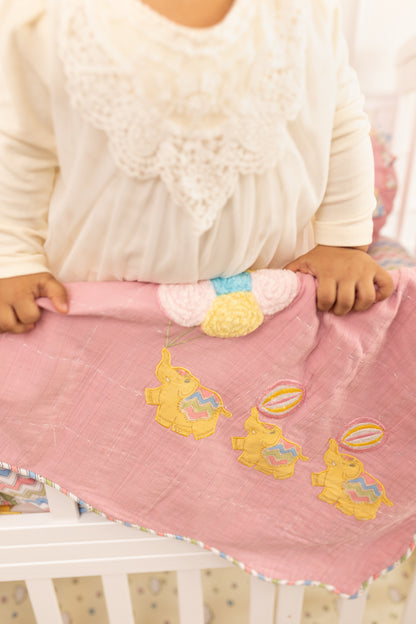 Carnival Applique Cotton Blanket for Baby with Kantha Work