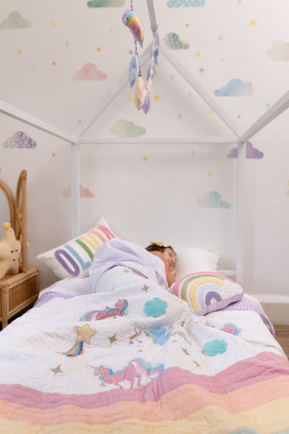 Magical Unicorns Applique Cotton Quilt for Kids