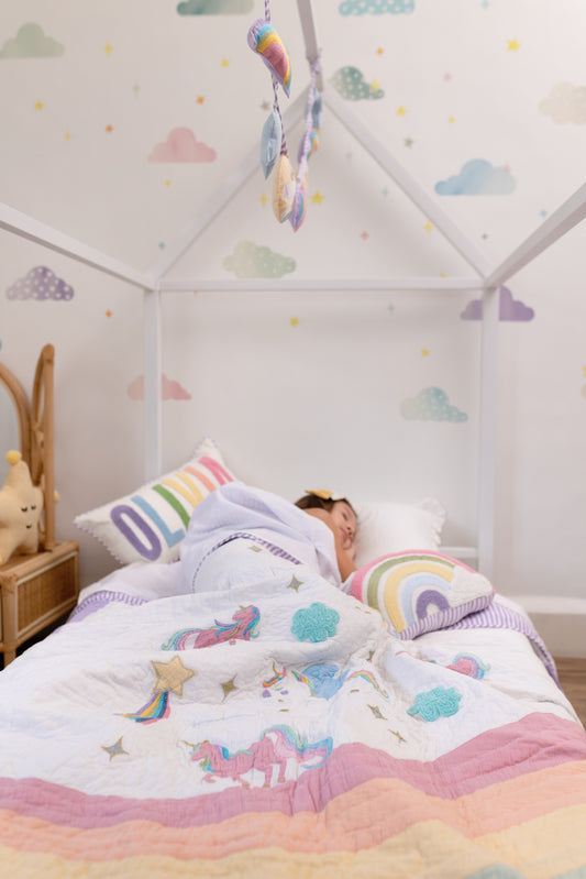 Magical Unicorns Applique Cotton Quilt for Kids