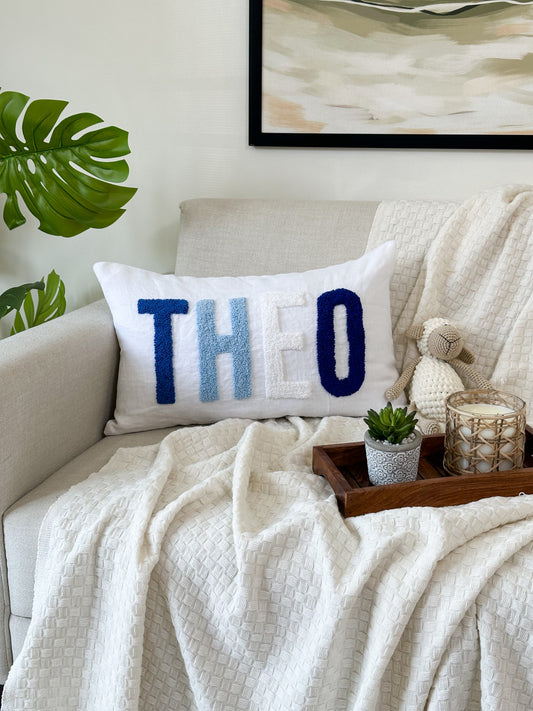 Personalized Pillow Cover, Punch Needle, 100% Linen