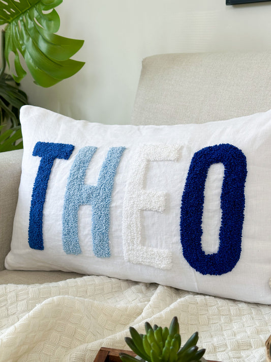 Personalized Pillow Cover, Punch Needle, 100% Linen
