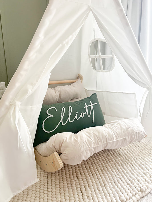 Personalized Pillow Cover with Punch Needle Embroidery, 100% Cotton