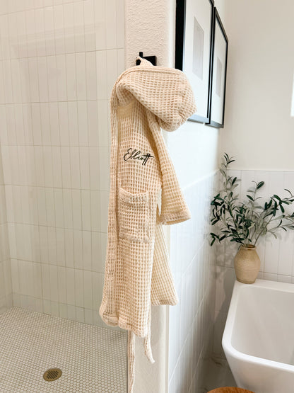 Custom Organic Waffle Bath Robe for Kids