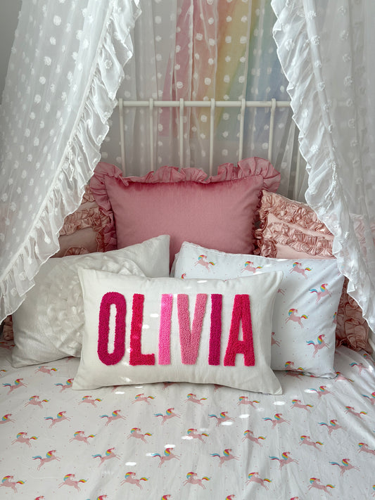 Personalized Pillow Cover, Punch Needle, 100% Cotton