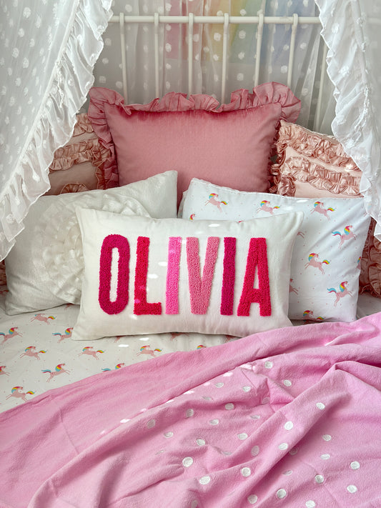 Personalized Pillow Cover, Punch Needle, 100% Cotton