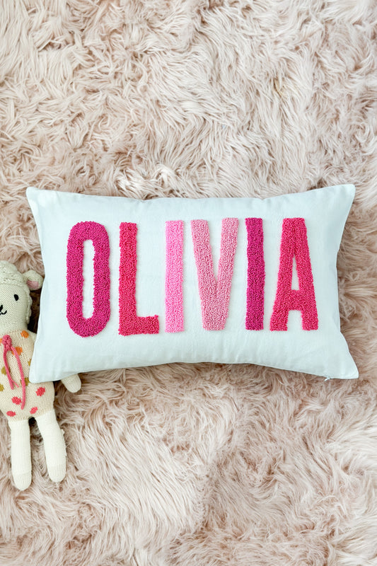Personalized Pillow Cover, Punch Needle, 100% Cotton