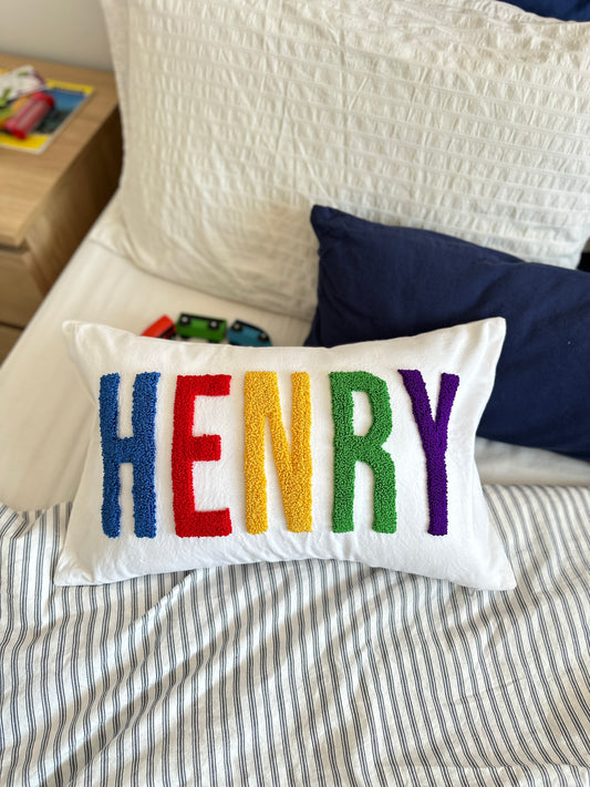 Personalized Pillow Cover, Punch Needle, 100% Cotton