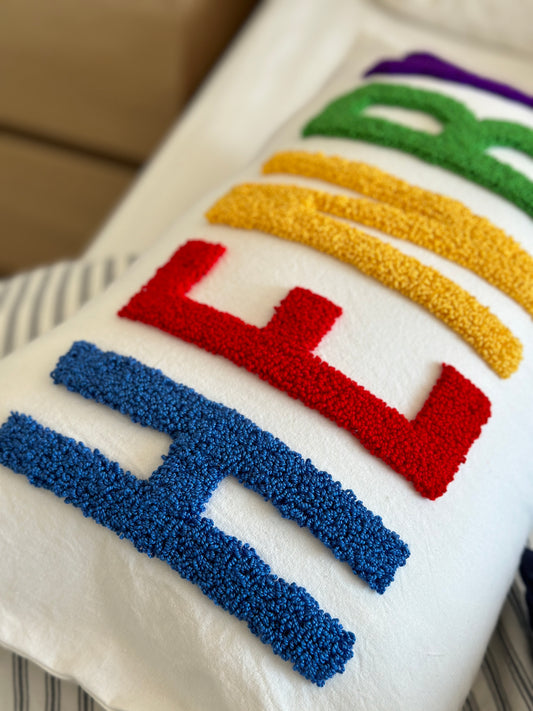 Personalized Pillow Cover, Punch Needle, 100% Cotton