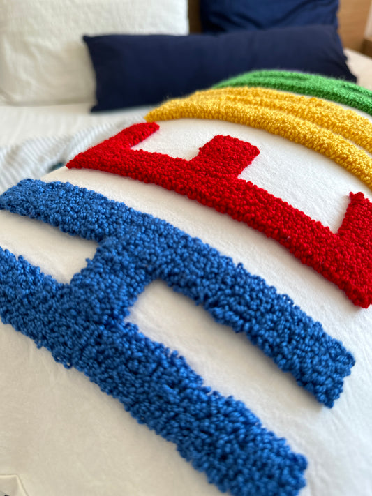 Personalized Pillow Cover, Punch Needle, 100% Cotton