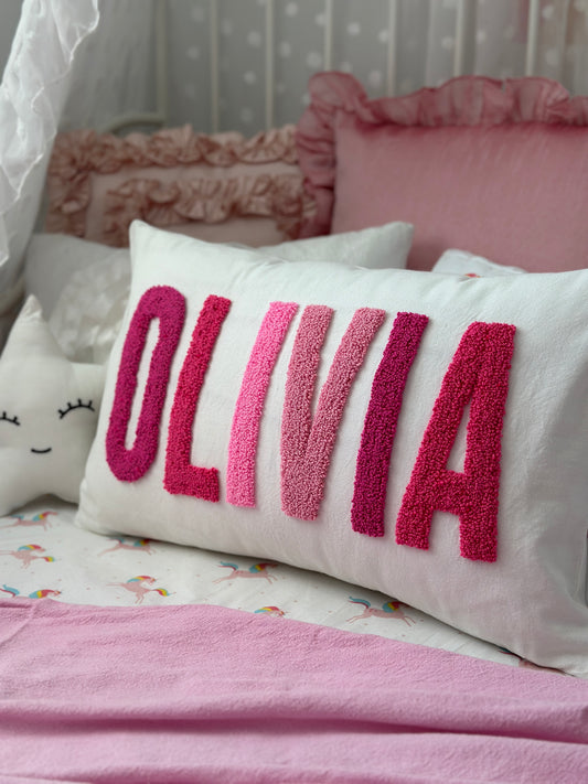 Personalized Pillow Cover, Punch Needle, 100% Cotton