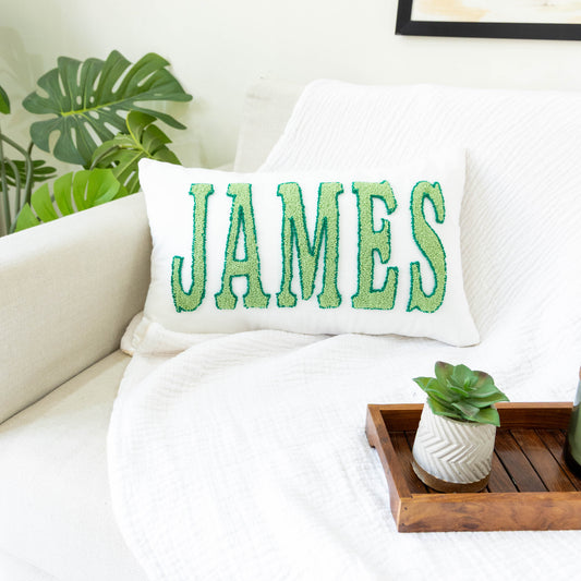 Personalized Handcrafted Punch Needle Cushion Covers- Off White