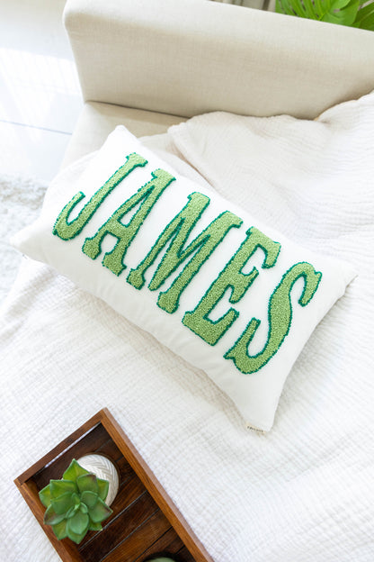 Personalized Handcrafted Punch Needle Cushion Covers- Off White