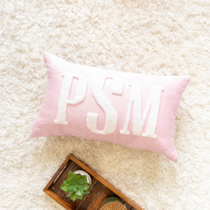 Personalized Pillow Covers with Punch Needle Embroidery- Pastel Pink