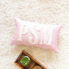 Personalized Pillow Covers with Punch Needle Embroidery- Pastel Pink