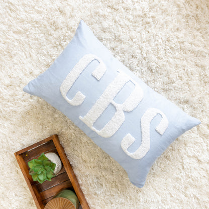 Handmade Personalized Punch Needle Cushion Cover- Baby Blue