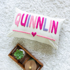 Handmade Punch Needle Personalized Pillowcases- Off White