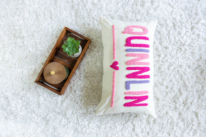 Handmade Punch Needle Personalized Pillowcases- Off White