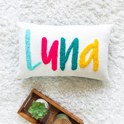 Personalized Punch Needle Home Décor Pillow Covers- Dark Teal