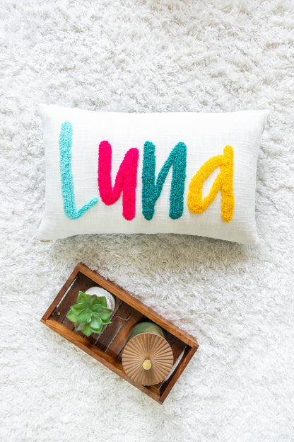 Personalized Punch Needle Home Décor Pillow Covers- Dark Teal