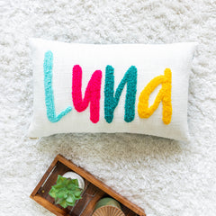 Personalized Punch Needle Home Décor Pillow Covers- Dark Teal