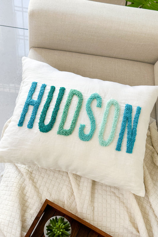 Personalized Linen Pillow Covers with Punch Needle Embroidery- PRE SELECTED