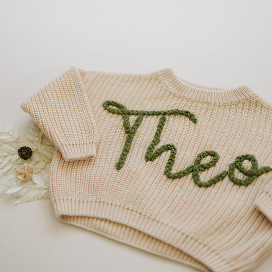 Personalized Sweaters, Hand Embroidered, 100% Cotton
