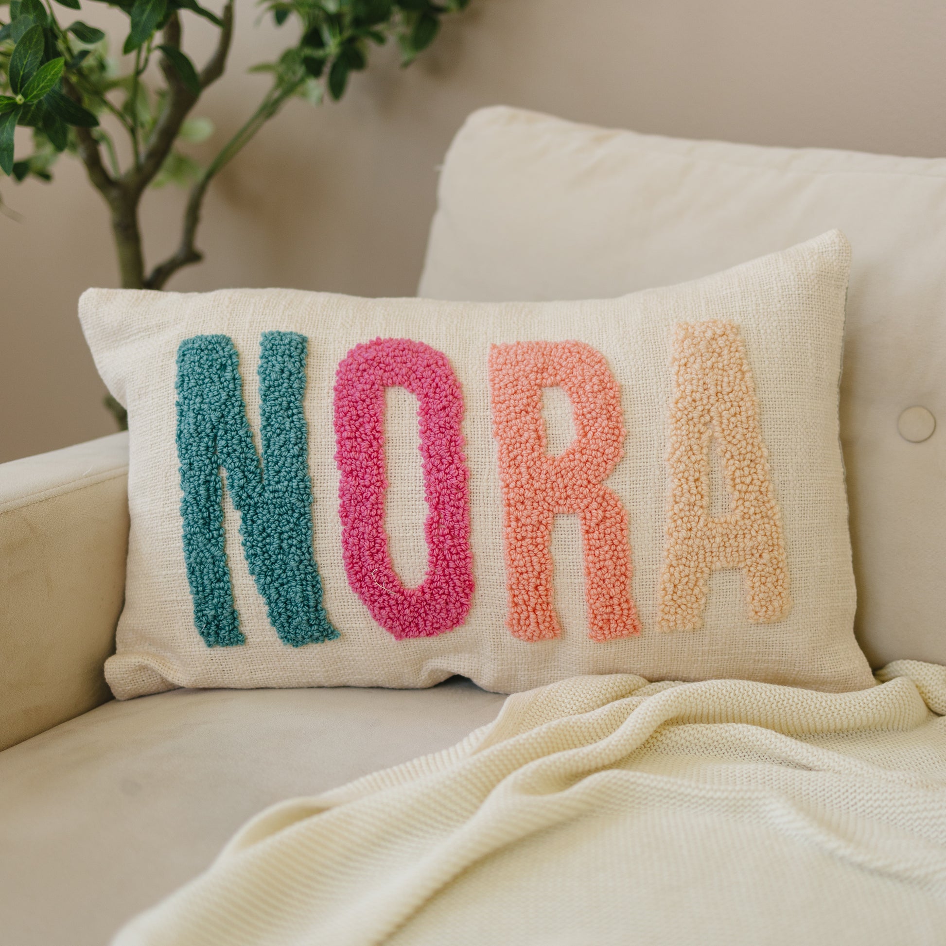 Personalized 2 Sided Pillow Cover with colored Back