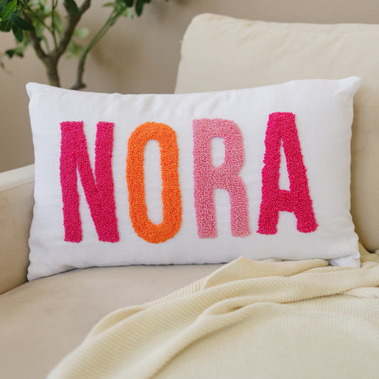 Personalized Pillow Cover, Punch Needle, 100% Linen
