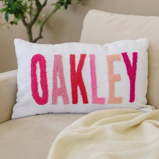 Personalized Pillow Cover, Punch Needle, 100% Linen