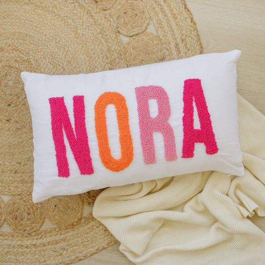 Personalized Pillow Cover, Punch Needle, 100% Linen