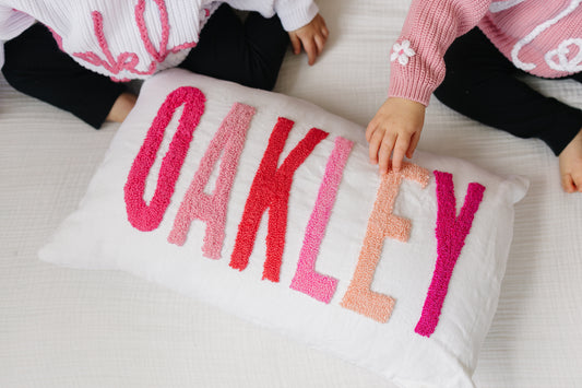 Personalized Pillow Cover, Punch Needle, 100% Linen