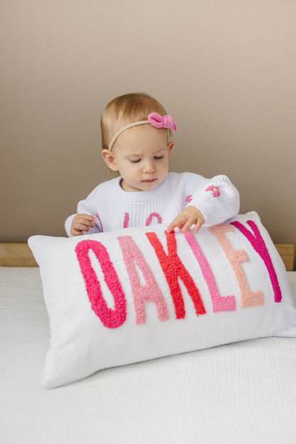 Personalized Linen Pillow Covers with Punch Needle Embroidery- PRE SELECTED