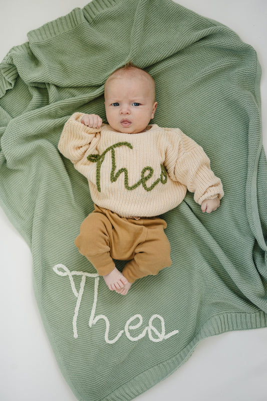Personalized Sweaters, Hand Embroidered, 100% Cotton