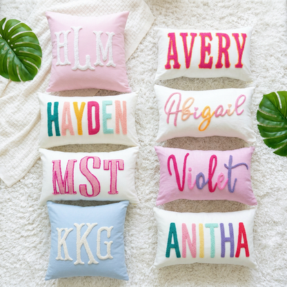 Personalized Decorative Cushion Covers with Needle Punch Embroidery- White