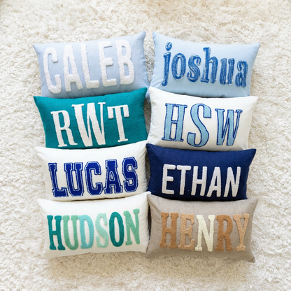 Personalized Throw Pillow Covers with Punch Needle Design- Oatmeal