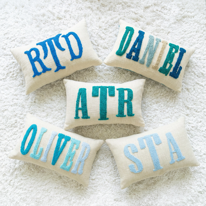 Personalized Family Name Punch Needle Pillow Covers- Dark Teal