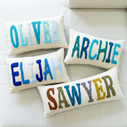 Personalized Family Name Punch Needle Pillow Covers- Dark Teal