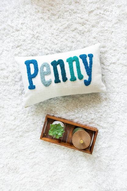 Custom Needle Punch Embroidered Throw Pillow Covers- Dark Teal