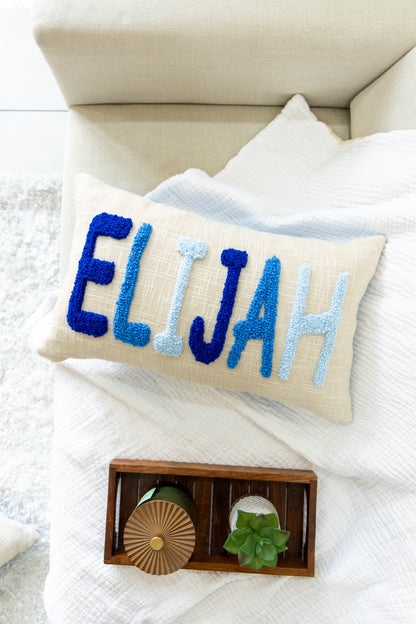 Bespoke Punch Needle Embroidered Cushion Covers- Baby Blue